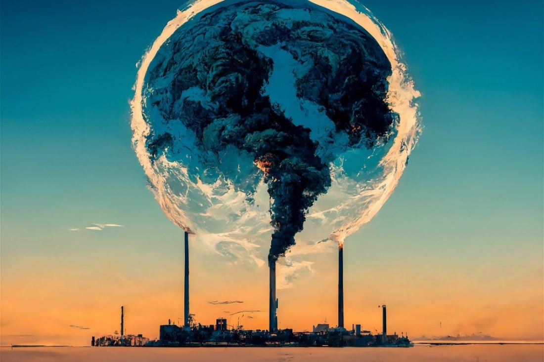 Image of factory gas shaping the earth